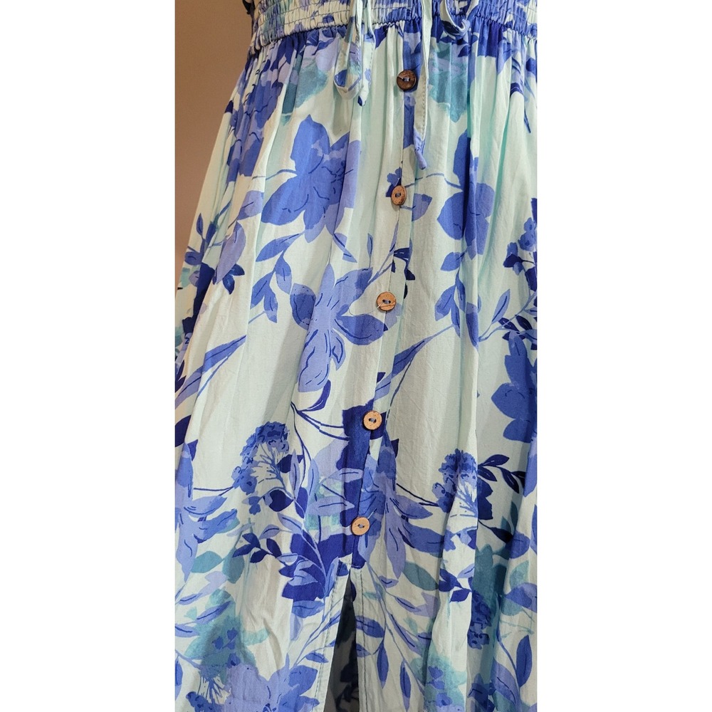 Dress Day Blue Floral Strapless Dress - Picture 6 of 7